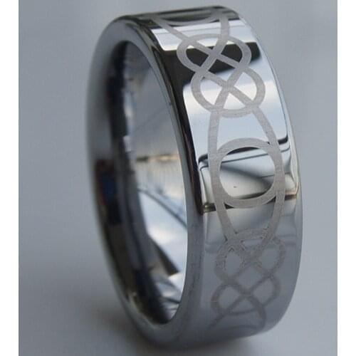 8mm pattern laser hi-tech scratch proof wedding tungsten ring