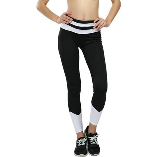 Women Waist Band Stripe Yoga Leggings High Waist Gym Clothing Sports Slimming Pants Workout Sport Fitness Running Clothes
