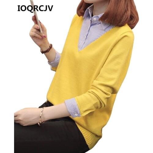 2019 Autumn Winter Women Sweater Casual Knit Sweaters Elastic Jumper Female Shirt Collar Sweaters Pullovers Tops Pull Femme R400