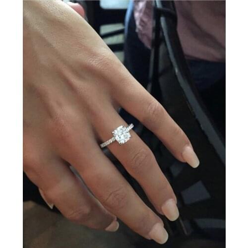 Luxury 2Ct Cushion cut white Sapphire gemstone Wedding Engagement Rings For Women Original 100% 925 Sterling Silver Ring Jewelry