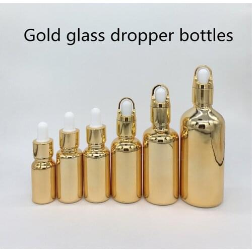 10ml,15ml,20ml,30ML,50ml,100ml gold Glass Bottle With Dropper Essential Oil Bottle ,Perfume bottles 100pcs