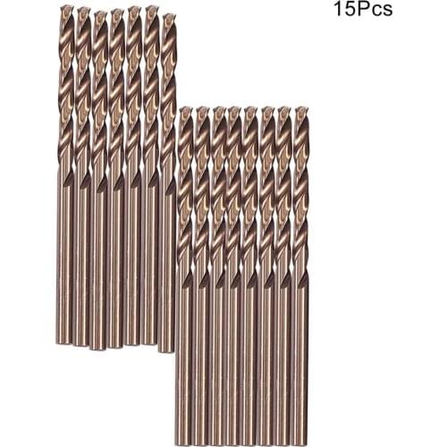 Utoolmart 15/20pcs HSS Cobalt Metal Drilling Twist Drill Bits 34-71mm Length 1.5-4mm Champagne Straight Shank Drill Power Tool