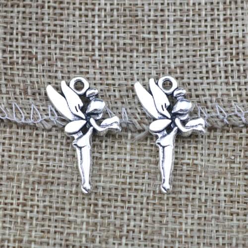 15 Pieces 14x25mm Antique Silver Color Elf Girl Charms Fairy For Earring DIY Jewelry Making