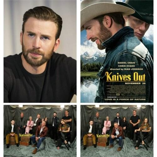 250GSM Paper Card 2019 Moive Knives Out Poster Chris Evans Daniel Craig Ana de Armas Michael Shannon Jamie Lee DIY Painted