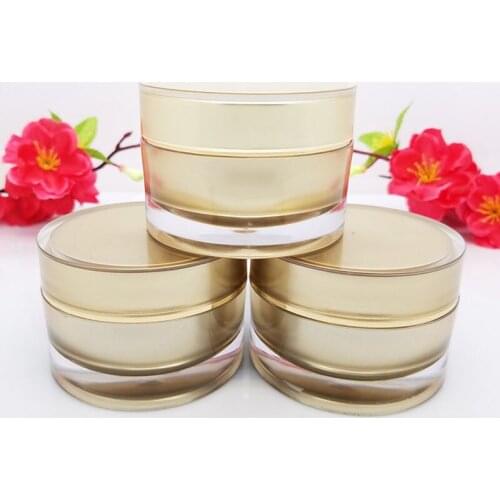 5/15/20/30/50g empty gold cosmetic plastic packaging container with cap,personalized cream jars acrylic bottle F039
