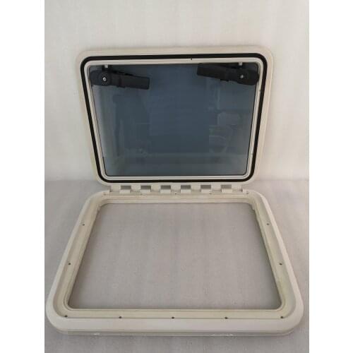 540*423mm Rectangular Marine Grade Nylon Boat Deck Hatch Tempered Glass Window Without Support Strut