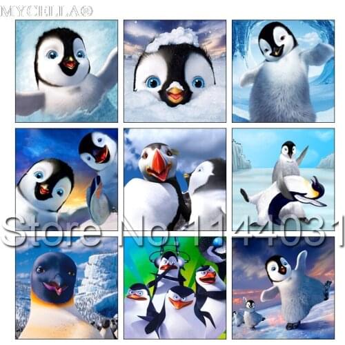 5D Diy Diamond Painting Penguin Diamond Embroidery Cross Stitch Full Rhinestone Diamond Mosaic Animal Home Decorative Gift