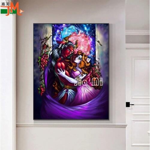 5D Diy Diamond Painting Cartoon Beast And The Beauty Diy Full Diamond Embroidery Scenery Mosaic Picture of Rhinestone Home Decor