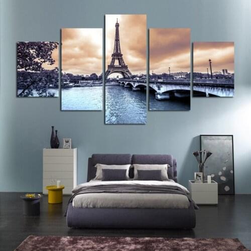 ArtSailing HD print 5 piece canvas painting Paris Night city Scenery painting for living room wall home decoration Posters H253
