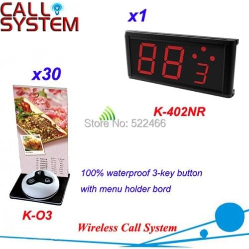 Wireless Call Bell for restaurant with number display in 433.92MHz; DHL shipping free