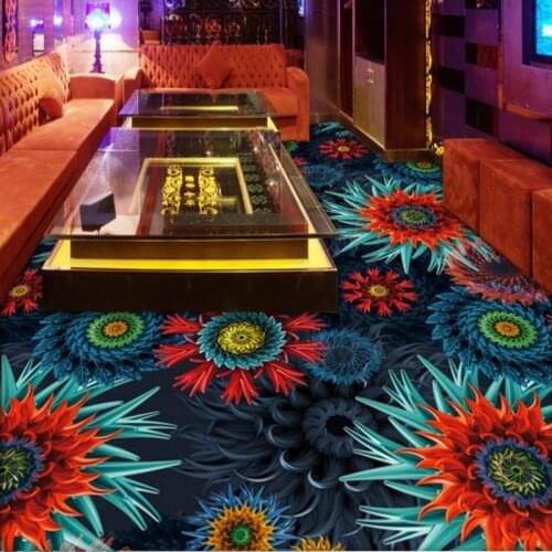 Large custom flooring stickers 3d KTV bedroom gorgeous flowers living room bathroom floor decoration painting 3d Papel de parede