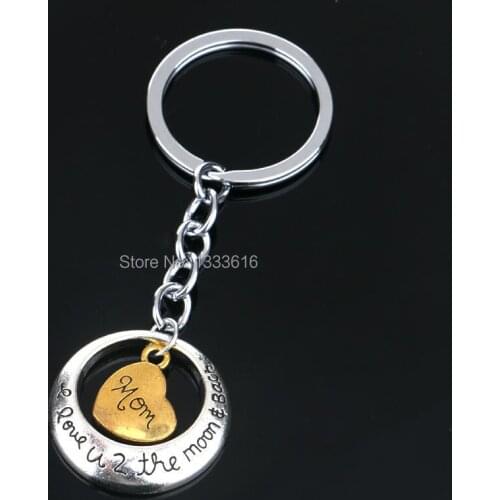 Bespmosp Mom Circle Heart Love Keyring Keychain I love You To The Moon And Back Women Mommy Family Charm Jewelry Mothers Day