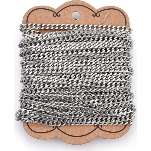 10m Unwelded 304 Stainless Steel Curb Chains Link Chain for Jewelry Making DIY Bracelet Necklace Craft Supplies
