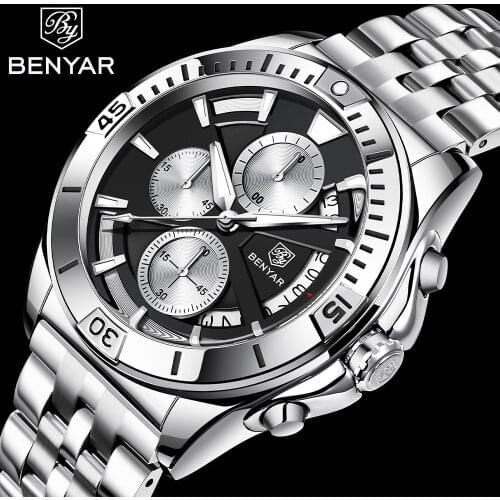 BENYAR Men Watch 2021 New Luxury Quartz Wristwatches Top Brand Fashion Sports Men Chronograph Watches reloj hombre