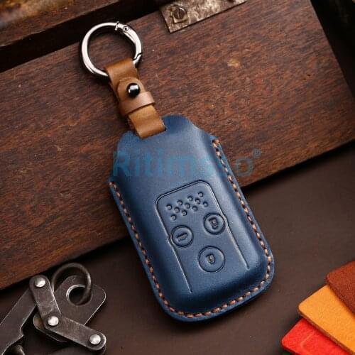 Genuine Leather Car Key Cover Case for Honda Accord CIVIC CRV Fit 2006-2015 2 3Buttons Z8 with Keychain