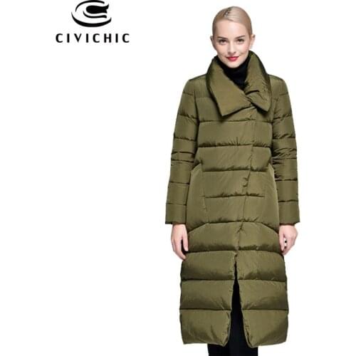 CIVICHIC Hot Fashion Korean Style Women Mid Long Down Jacket Thicken Warm Parka Irregular Buttons Coat Eiderdown Outerwear DC589