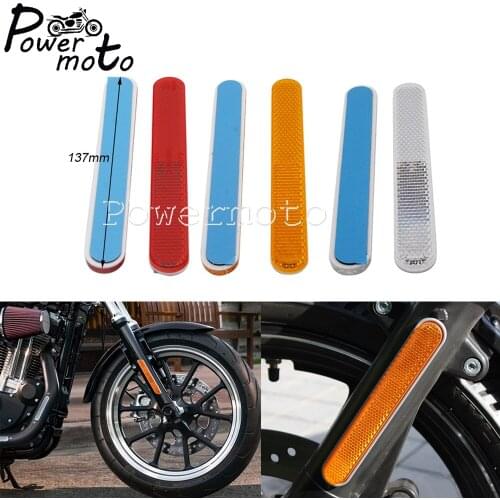 For Honda Suzuki BMW Cafe Racer Motorcycle Rectangle Front Fork Lower Legs Slider Warning Reflector Safety Reflective Sticker