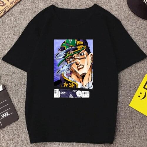 JoJos Bizarre Adventure Japanese Anime Printed Short Tshirt Jotaro Stone Ocean T-Shirt Fashion Men Women Cotton Top Tee
