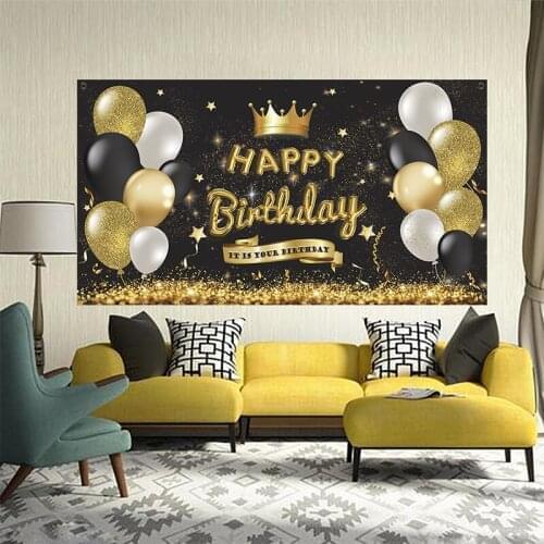 18th 20th 21th 30th 40th 50th 60th 70th Black Birthday Background Decor Happy Birthday Party Decor Birthday Party Supplies
