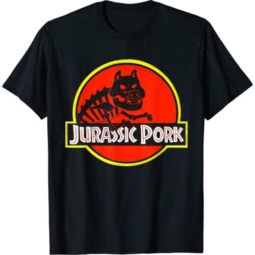 Jurassic Pork Dinosaur Pig Humorous Pork T-Shirt Slim Fit Men T Shirt Normal Tops T Shirt Cotton Normal