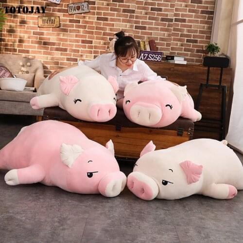 Giant Squishy Pig Stuffed Doll Lying Plush Piggy Toy Kawaii Animals Soft Plushie Hand Warmer Blanket Kids Comforting Gift