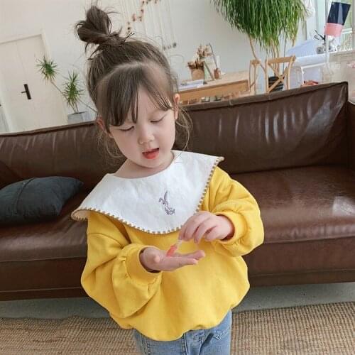 Group Buying Clothing Outfit 2020 New Style South Korea Autumn Childrenswear Baby GIRLS Base Shirt Long Sleeve Peter Collar