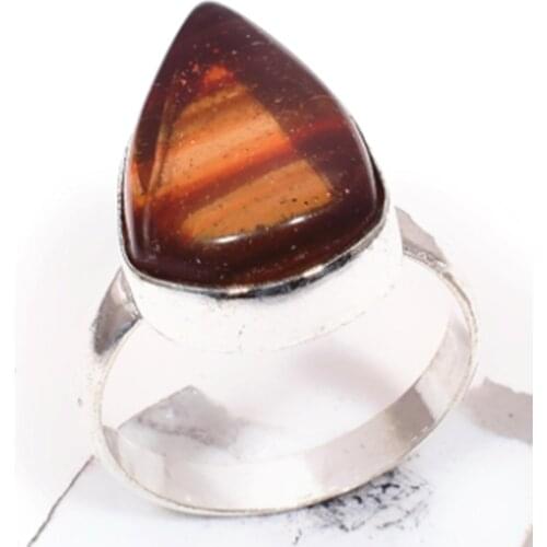 Dichroic Glass Ring Silver Overlay over Copper, USA Size 7.75 , R5603