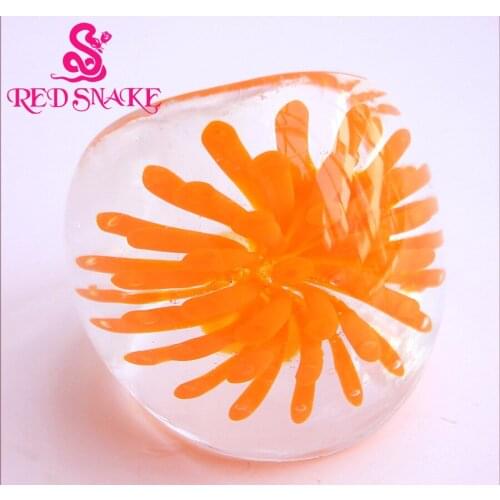 RED SNAKE Fashion Ring Handmade orange with flower Translucent Murano Glass Rings