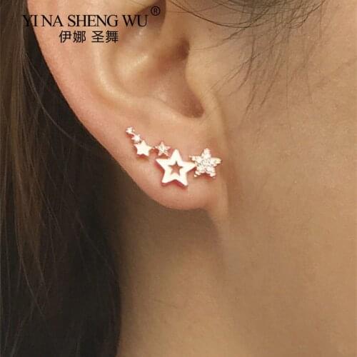 Hot Selling Simple Stylish Star Women Earrings Shiny White Zircon Exquisite Versatile Female Earring Fashion Jewelry Accessories