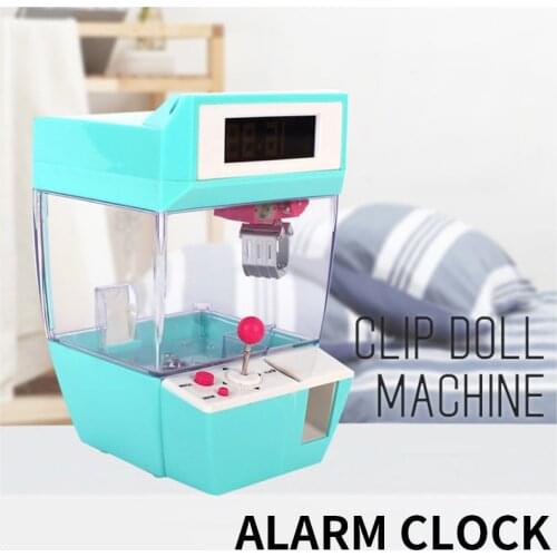 Mini Doll Machine Grab Ball Coin Candy Catcher Alarm Clock For Kids Children Party Fun Game Operated Crane Machine Toys Kid Gift