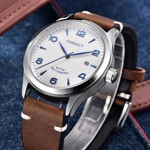 CORGEUT 42 mm Automatic Mechanical Watch Mens Brand Sports Design Sapphire Glass Clock Seagull Movement Luminous Watch Pilot