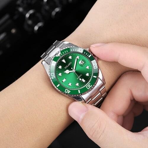 Classic water ghost with calendar steel belt mens and womens casual fashion watch