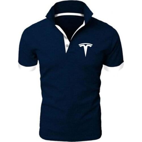 Mens Polo Shirts Casual Short-sleeved Polo Shirts Mens Fashion Tesla Business Mens Casual Spring and Summer Polo Shirts
