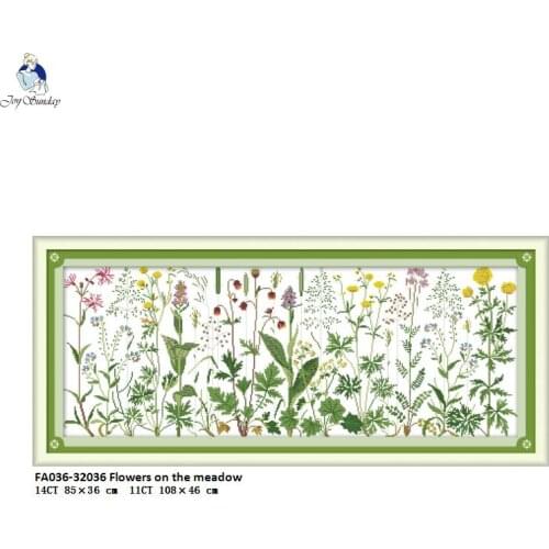 Europe Scenery Flowers on the Meadow Pattern Counted Cross Stitch kit DMC 14CT 11CT Printed on Canvas Needlework Embroidery Sets