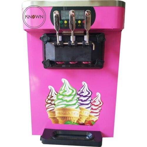 Large capacity gelato table top mini soft ice cream milkshake vending machine 3 Flavors Ice Cream Maker 18-22L/H with Air pump