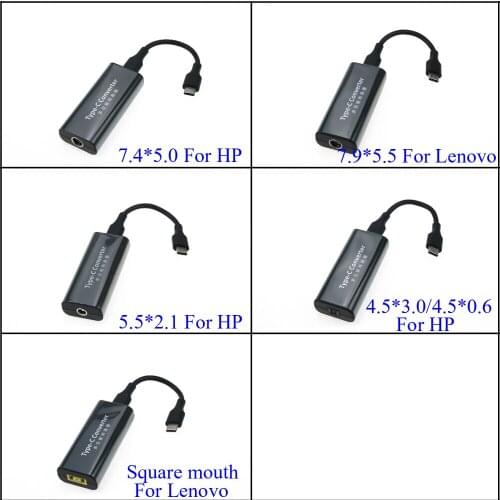 Laptop Power Jack Connector Dc Adapter Charger Converter for Lenovo Hp 5.5*2.1 7.4*5.0 7.9*5.5 Female to USB Type C Adaptor Male