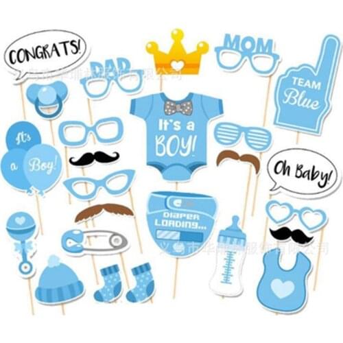 30pcs photo props photo frame prop feeder balloon boy girl gender reveal baby shower party cake topper decoration supplies
