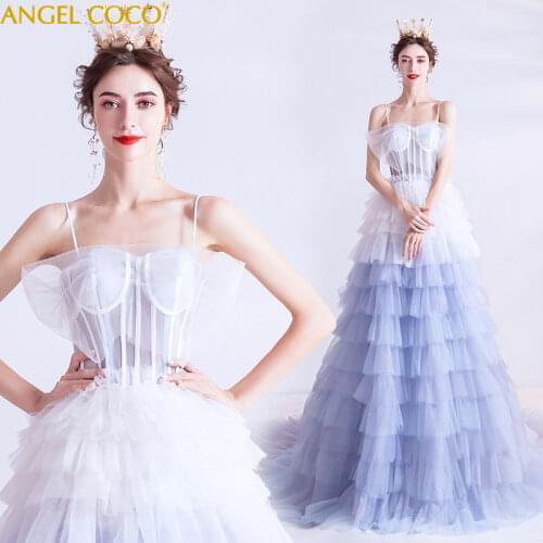 Sexy Evening Gown Robe De Soiree 2020 High Quality Gradient Evening Dresses Long Vestido De Noche Abiti Da Cerimonia Sukienki