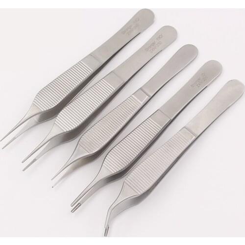 Shi Qiang Stainless Steel Plastic Tweezers Straight Tooth 0.6 Beauty Plastic Surgery Nasal Cartilage Tweezers Straight Curved Se