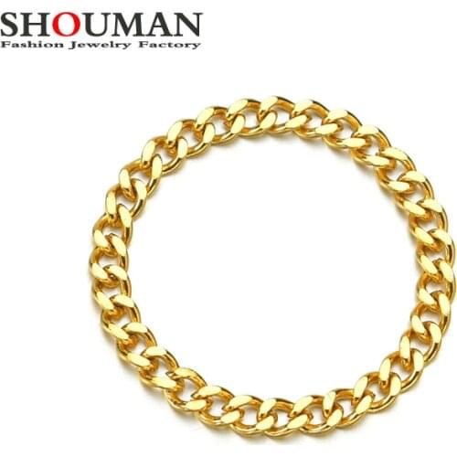 SHOUMAN Stainless Steel Gold Chain Trend Cool Wedding Rings For Women Engagement Gifts Accessories