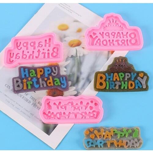 Happy Birthday Letter Alphabet Silicone Mold Fondant Chocolate Candy Mould Best Wishes Cake Decoration DIY Baking Tools B03B