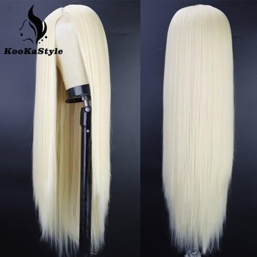 Blonde Tpart Lace Wigs for Black Women Synthetic Long Straight Wigs Hair Heat Resistant Briailan Wig Hair White/Blonde/Pink Wig