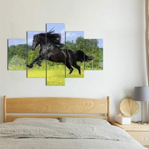 Modern Wall Canvas Art Painting Poster 5 Panel Animal Horse Landscape Modular Pictures Home Decor HD Print Photo Framework