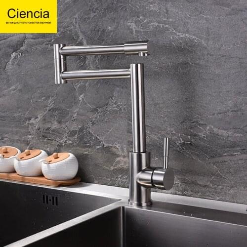 SUS304 stainless steel 360 degree rotation folding extend single handle hot&cold water mixer taps kitchen sink faucet