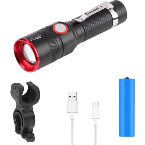 Bike Light Ultra-Bright 8000 Lumens Zoom T6 Bicycle Front LED Flashlight Lamp USB Rechargeable Cycling Light By 18650 Battery