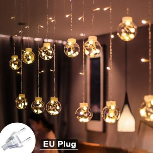 LED Night Lights Wishing Bauble Ball Window Curtain Lights for Christmas New Year Home Bedroom Decorations Fairy String Light