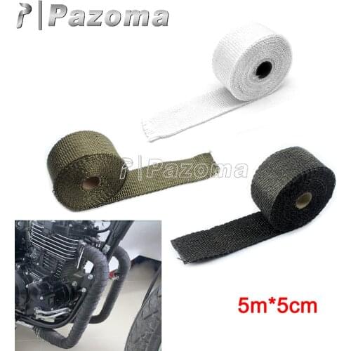 5M Motorcycle Muffler Exhaust Pipe Heat Insulation Wrap Resistant Tape Header Fiberglass Heat Shield Tape w/ Stainless Ties