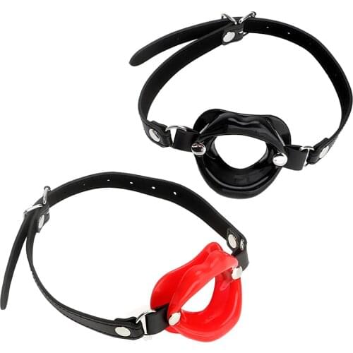IKOKY SM Bondage Oral Fixation O Ring Rubber Lips Leather Sex Toys for Couples Open Mouth Gag Adult Product Fetish Sex Shop