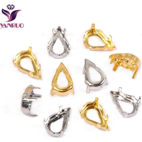 YANRUO 4300 Drop Claw Setting Copper Empty Firmly Base Metal Claw Setting Pendant Silver Gold Sewing Garment DIY