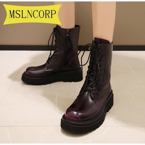 Plus Size 34-43 Leather Ankle Boots Knee High Heel Boots Lady Riding Warm Winter Shoes Women Sexy Square Toe Casual Footwear